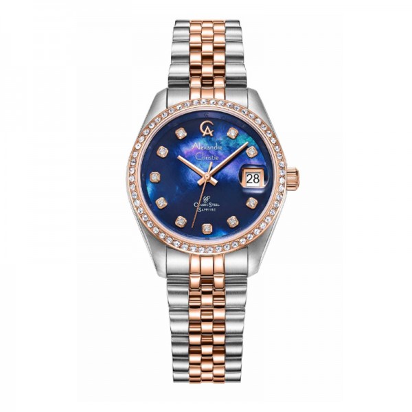 Alexandre Christie AC 5012 Silver Rosegold Blue Dial LDBTRMU